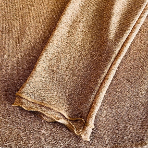 J. Crew Turtleneck Metallic Rose Gold Stretch Knit Ruffle Edge Top size Medium - Picture 13 of 16